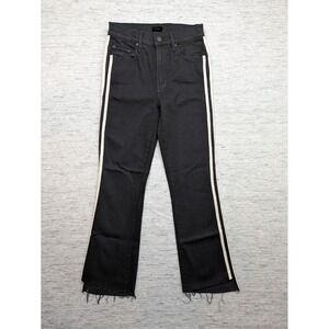 MOTHER Jeans 25 Denim Insider Crop Step Fray Guilty Racer‎ Wash Raw Hem Black